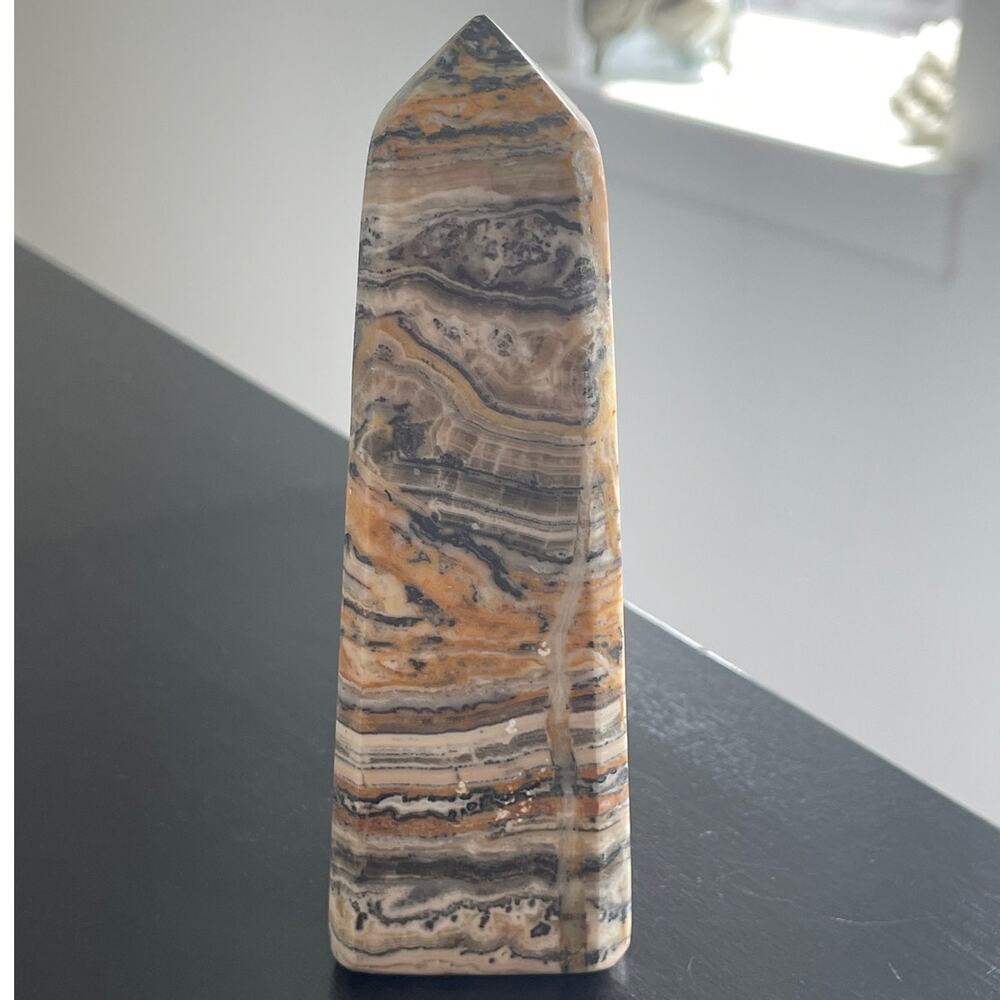 Beautiful Peruvian Bumblebee Banded Jasper Tower Point  - Medium